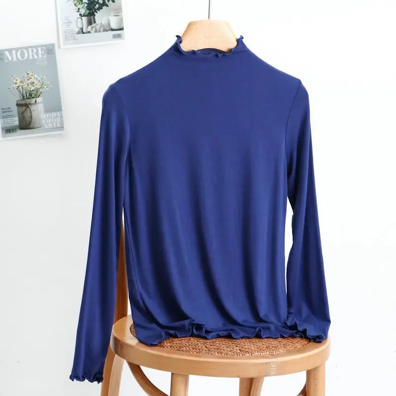 Women's Long Sleeve Collar T-Shirt Green Black - Image 10