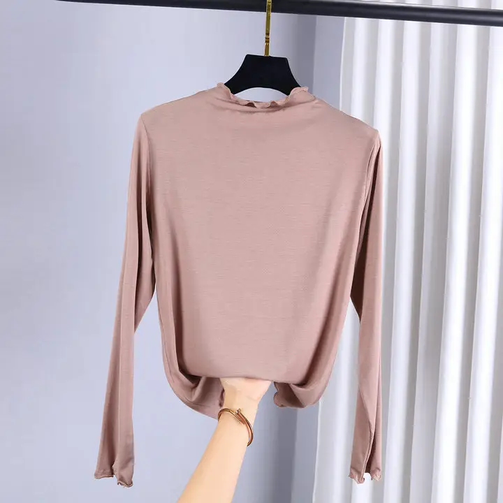 Women's Long Sleeve Collar T-Shirt Green Black - Image 3