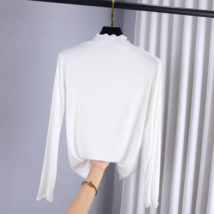 Women's Long Sleeve Collar T-Shirt Green Black - Image 4
