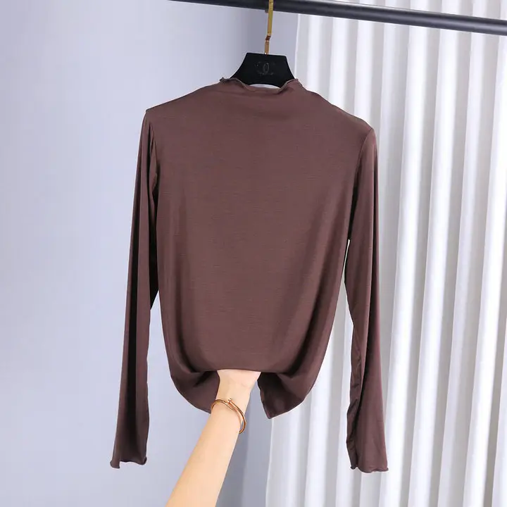 Women's Long Sleeve Collar T-Shirt Green Black - Image 5