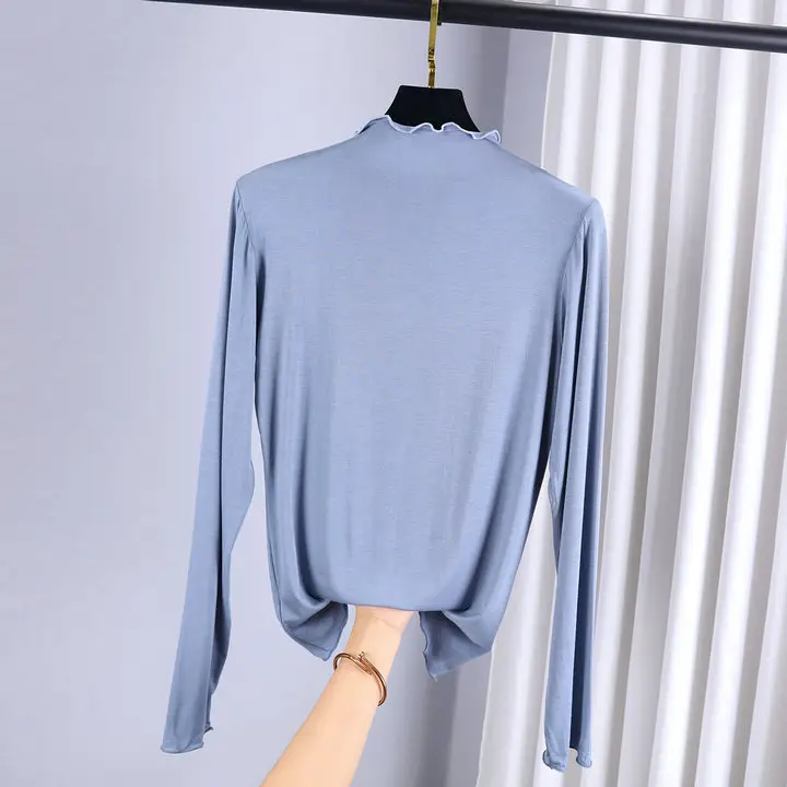 Women's Long Sleeve Collar T-Shirt Green Black - Image 8
