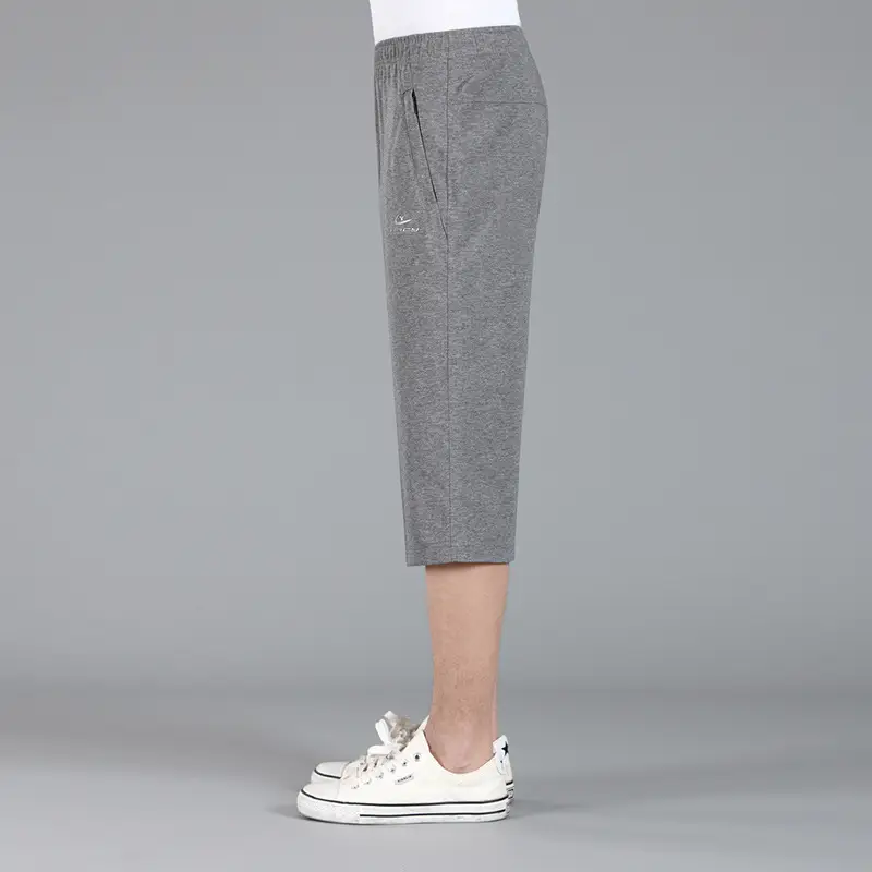 Men's Navy Blue Cropped Shorts High Waist Sports Pants - Image 8