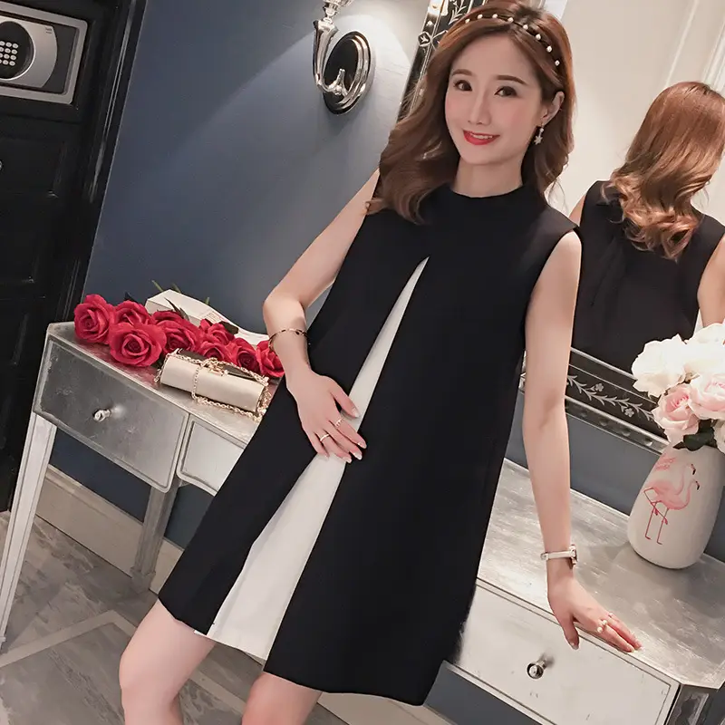 Black & White Bow Tie A-Line Vest Maternity Skirt