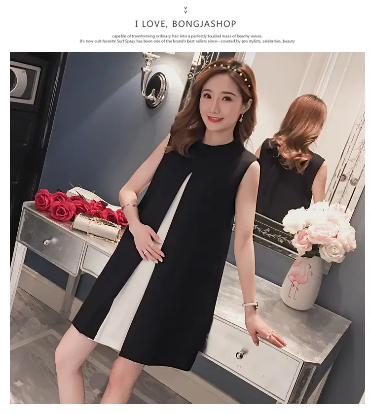 Black & White Bow Tie A-Line Vest Maternity Skirt — feature 11