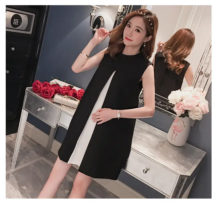 Black & White Bow Tie A-Line Vest Maternity Skirt — feature 12