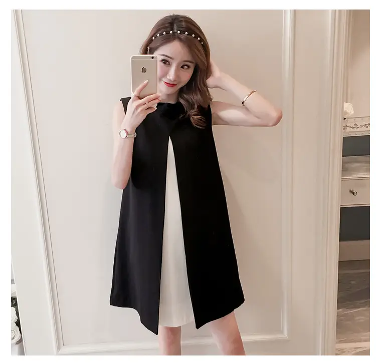 Black & White Bow Tie A-Line Vest Maternity Skirt — feature 13