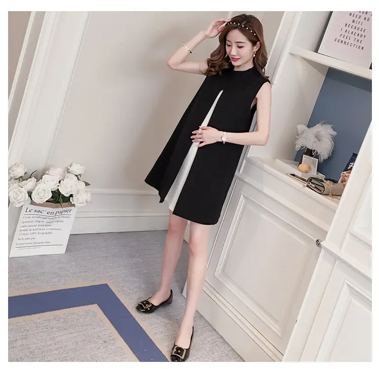 Black & White Bow Tie A-Line Vest Maternity Skirt — feature 15