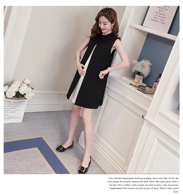 Black & White Bow Tie A-Line Vest Maternity Skirt — feature 17