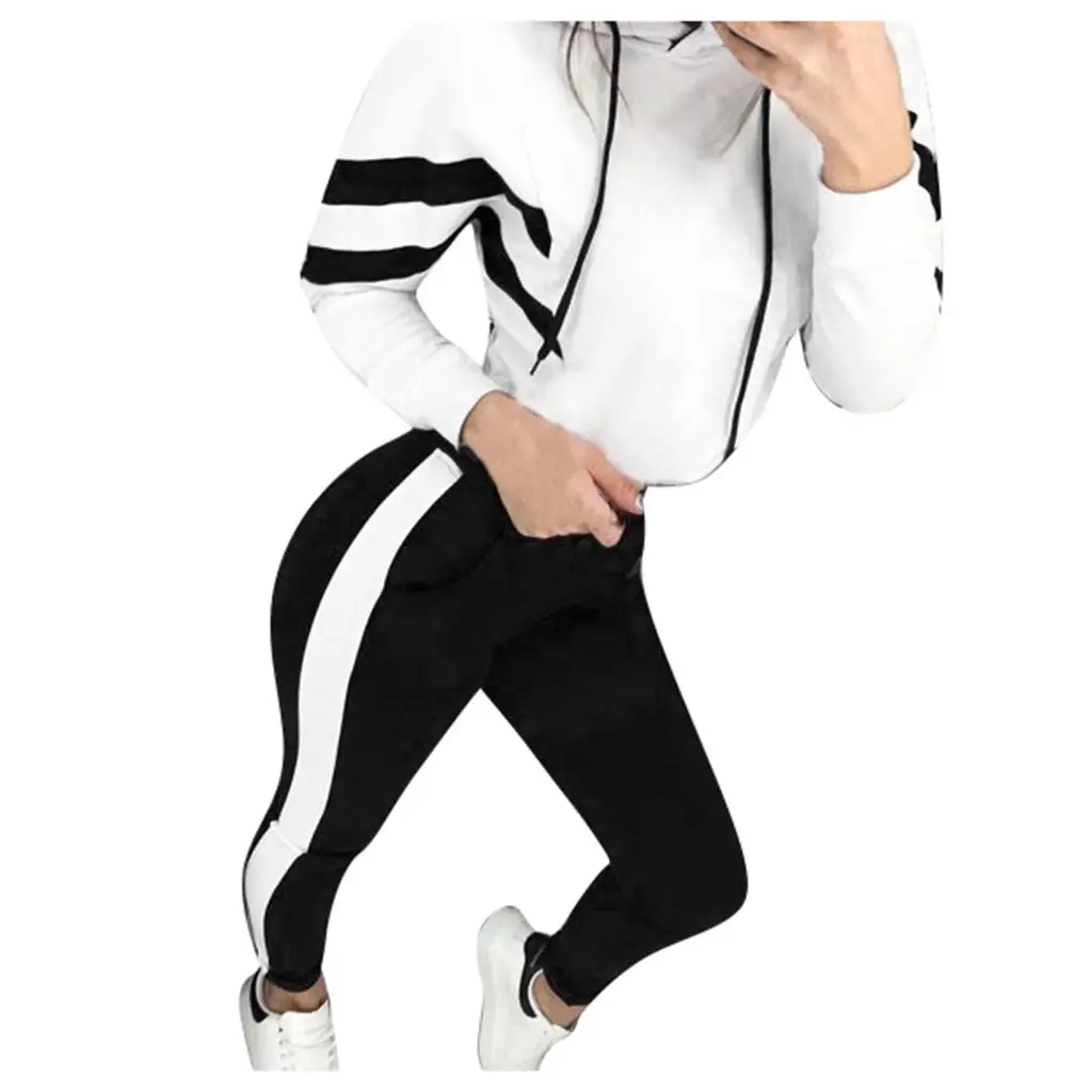 Women Black Yellow Hooded Track Suit Set - Image 9