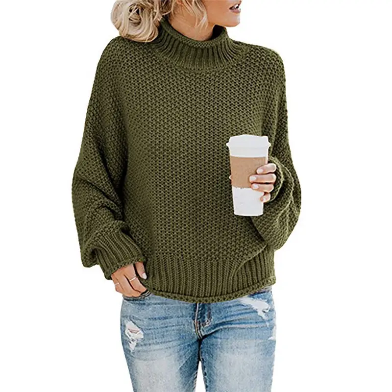 2025 Women's New Thick Curled Sweater Green - Image 10