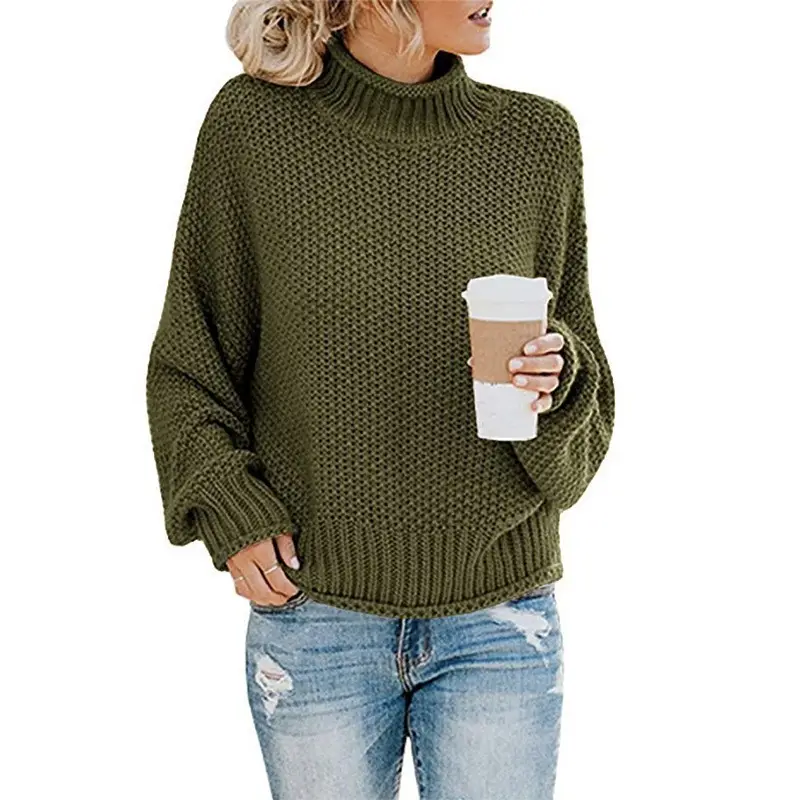 2025 Women's New Thick Curled Sweater Green - Image 4