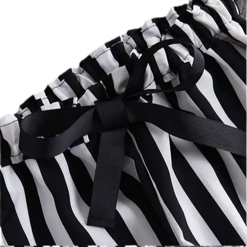 New Star Same Style Women's Clothing Chanel Style Fashionable Short-sleeved T-shirt Striped Harlan Pants Casual suit