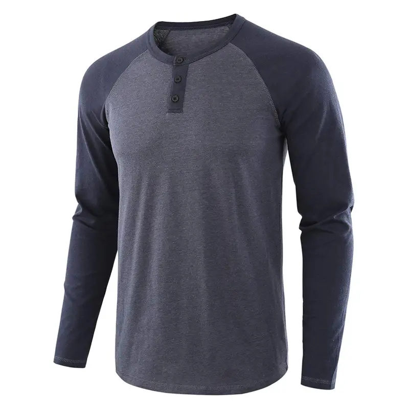 2025 Spring Men's Red Blue Henley T-Shirt - Image 9