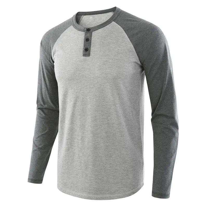 2025 Spring Men's Red Blue Henley T-Shirt - Image 11