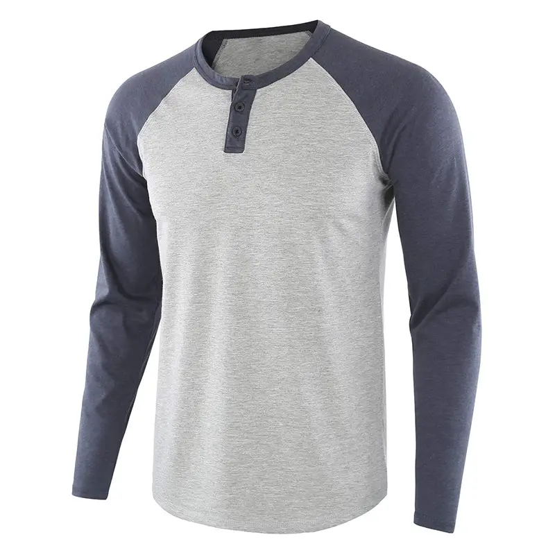 2025 Spring Men's Red Blue Henley T-Shirt - Image 12