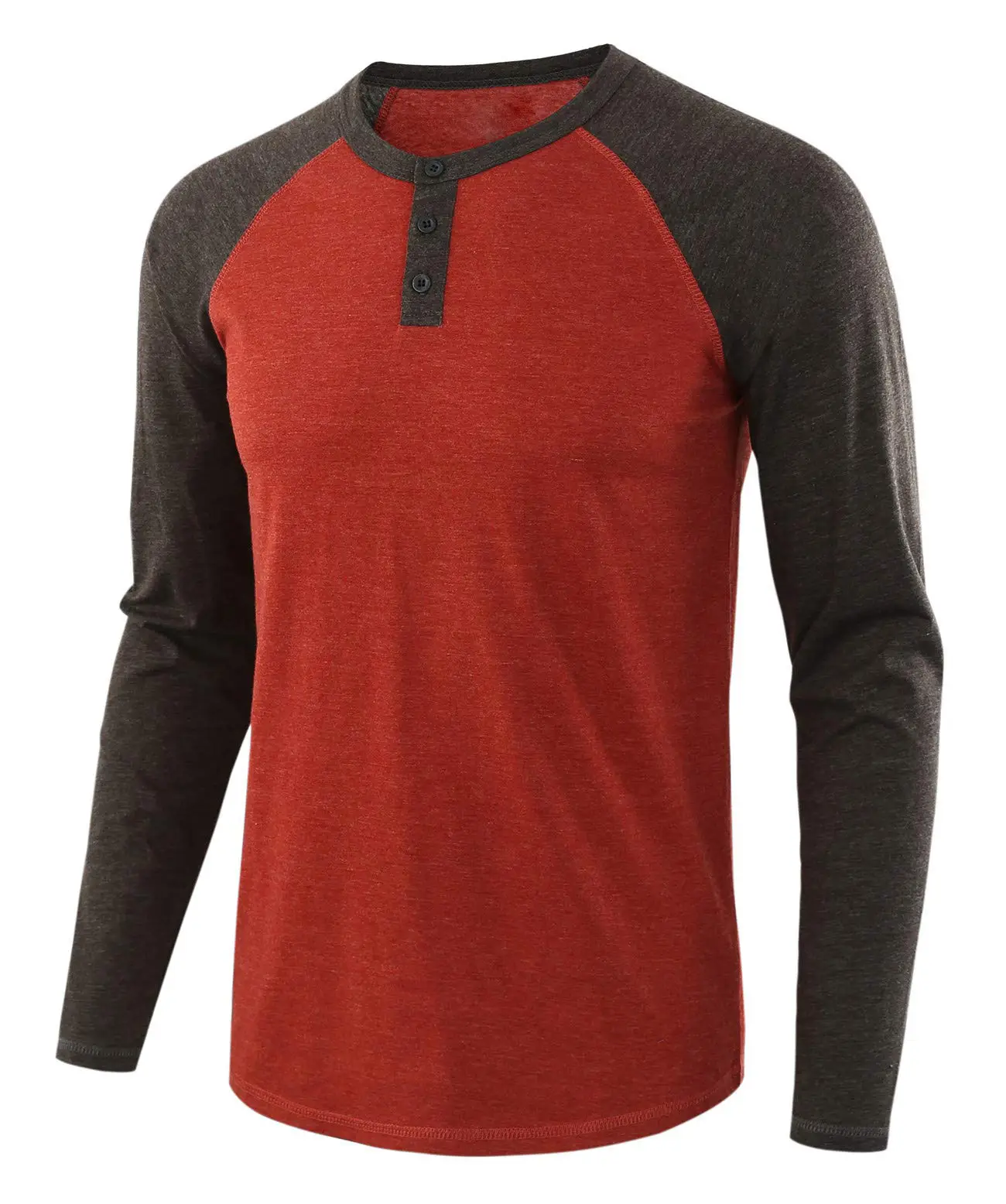 2025 Spring Men's Red Blue Henley T-Shirt - Image 5