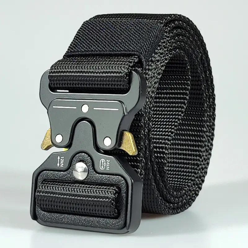 Men's Black Beaded Nylon Tactical Belt with Metal Buckle β feature 8