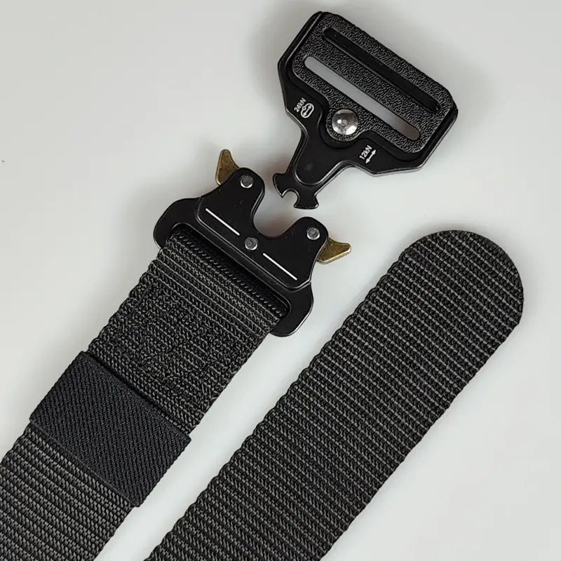 Men's Black Beaded Nylon Tactical Belt with Metal Buckle β feature 9