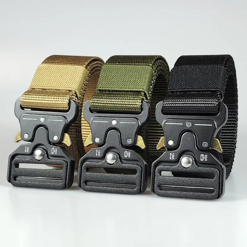 Men's Black Beaded Nylon Tactical Belt with Metal Buckle — feature 6