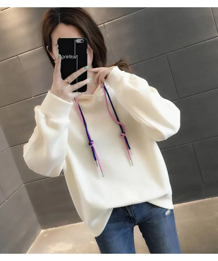 Women's Cream K-Style Hoodie Sweatshirt 2025 Spring Fall — feature 6