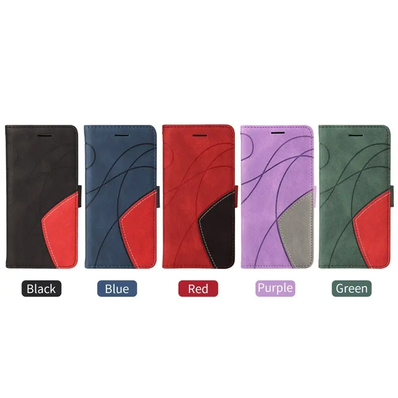 Purple Leather iPhone Case with 16 Lines & Card Slots