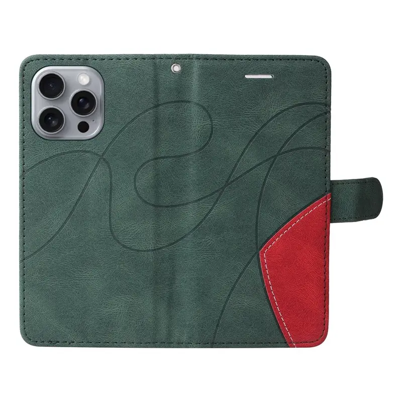 Purple Leather iPhone Case with 16 Lines & Card Slots