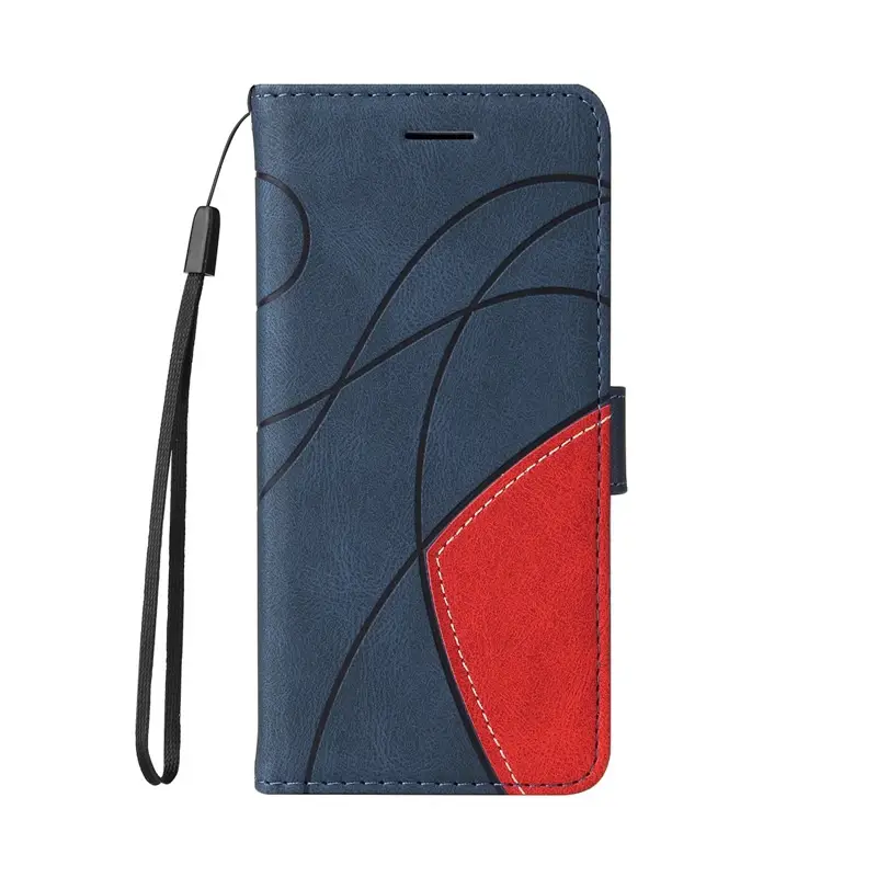 Purple Leather iPhone Case with 16 Lines & Card Slots