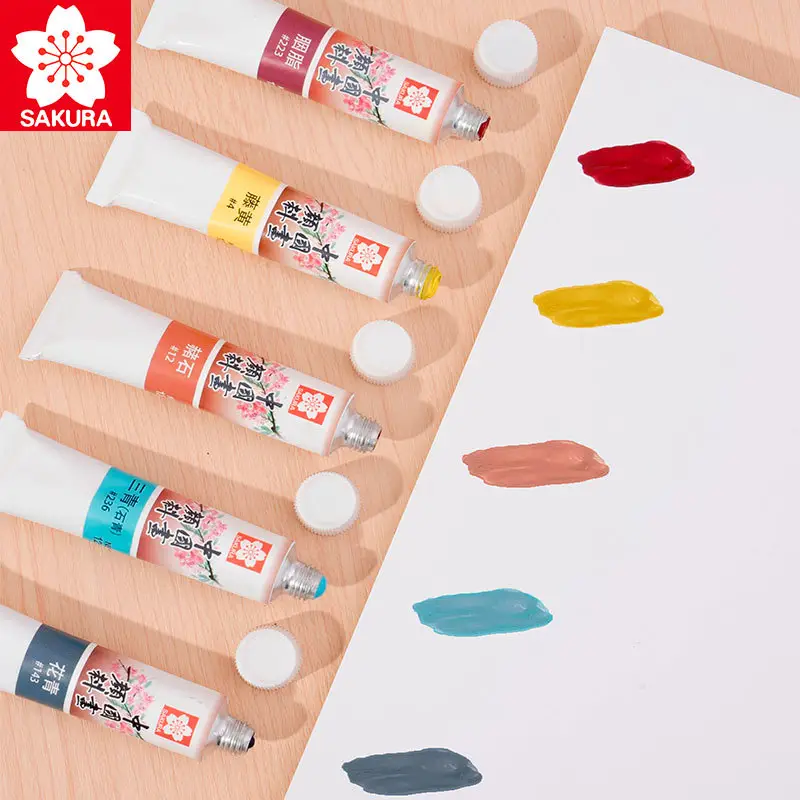 Pigment Sakura Chinese Painting 12-Color Plaster Doll Painting Art Student Special Painting Set Watercolor Coloring