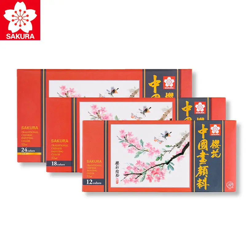 Pigment Sakura Chinese Painting 12-Color Plaster Doll Painting Art Student Special Painting Set Watercolor Coloring