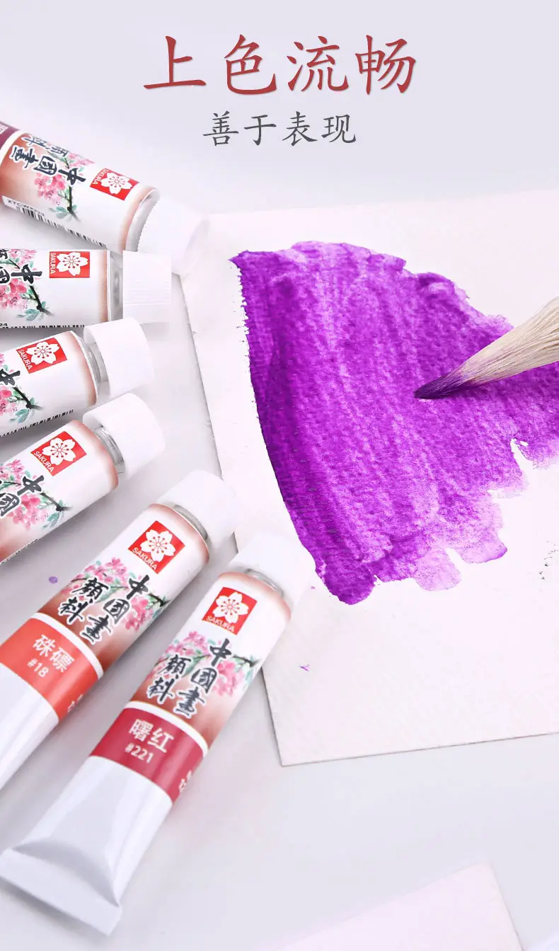 Pigment Sakura Chinese Painting 12-Color Plaster Doll Painting Art Student Special Painting Set Watercolor Coloring — feature 17