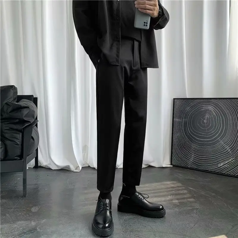 Men's Slim Fit Ankle Pants Grey Korean Style - Image 6