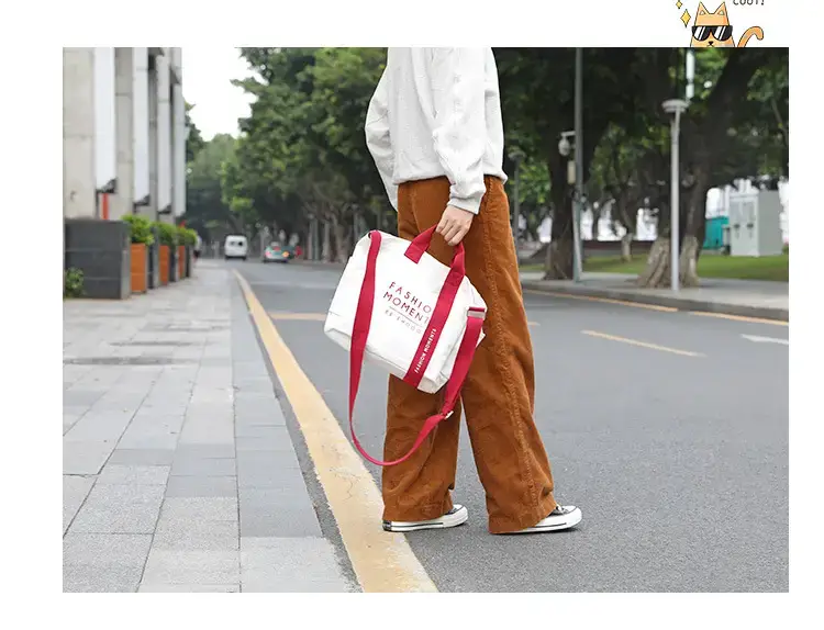 Women Canvas Shoulder Bag Red Strap 2026 — feature 14