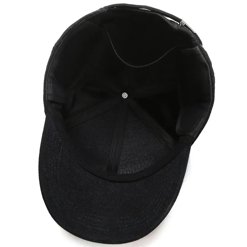 Men's Black Quilted Baseball Cap with Adjustable Strap