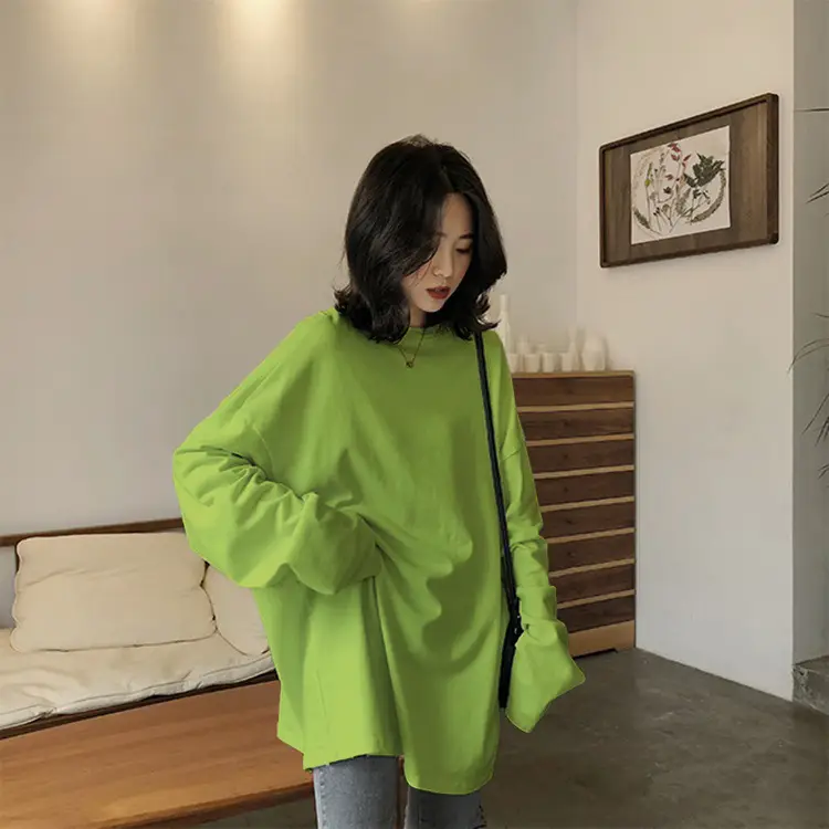 Women White Long Sleeve T-Shirt 2019 New - Image 2