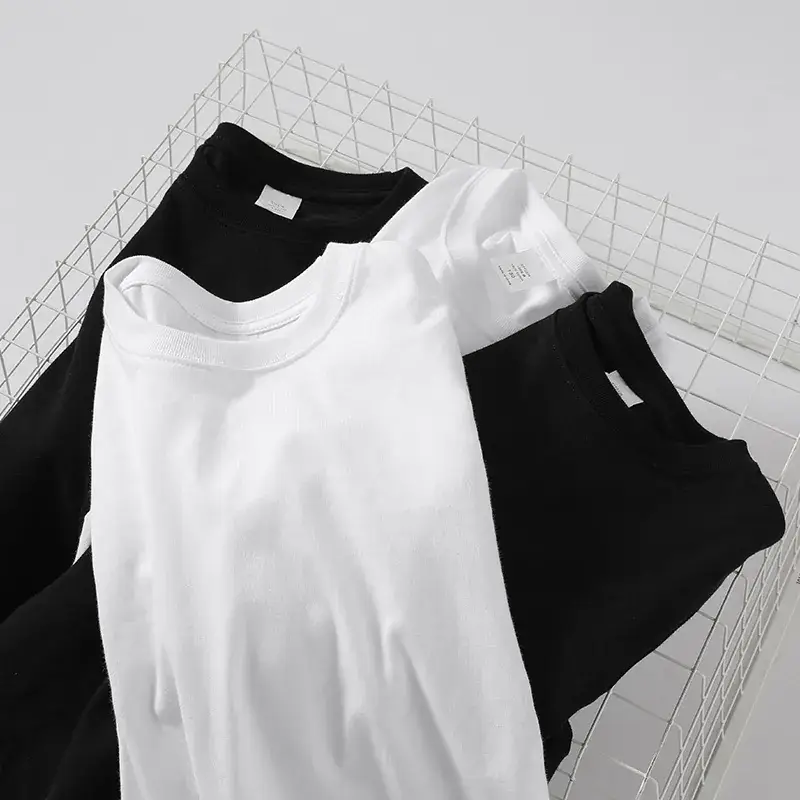 Men Black Cotton Long Sleeve T-Shirt Loose Round Neck - Image 6
