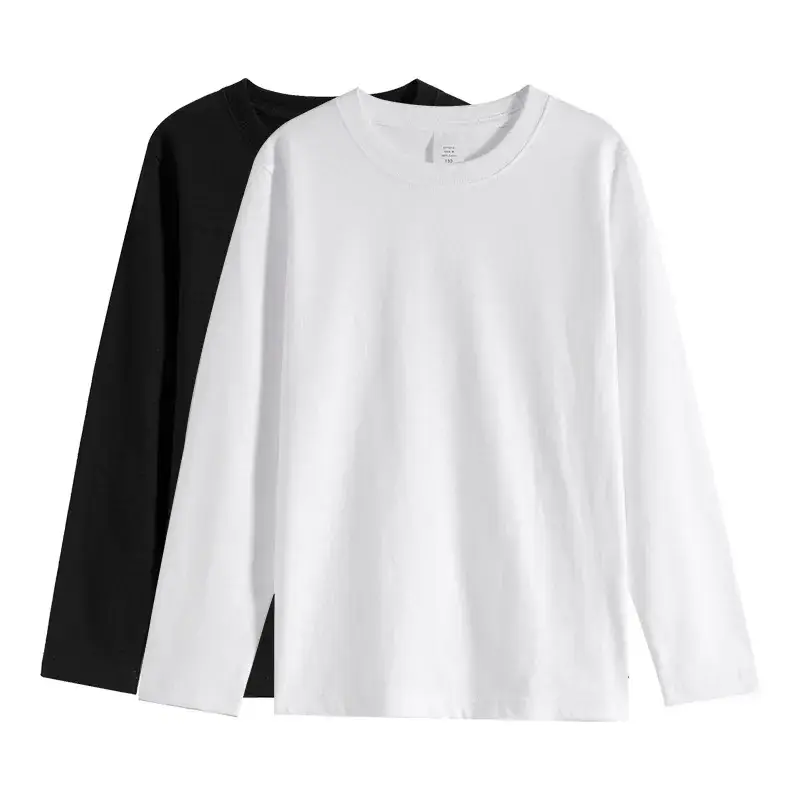 Men Black Cotton Long Sleeve T-Shirt Loose Round Neck - Image 7