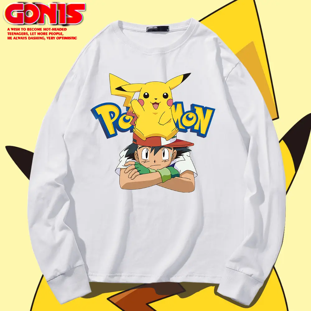 Japanese Anime Long Sleeve T-Shirt Men Pure Cotton Loose Base