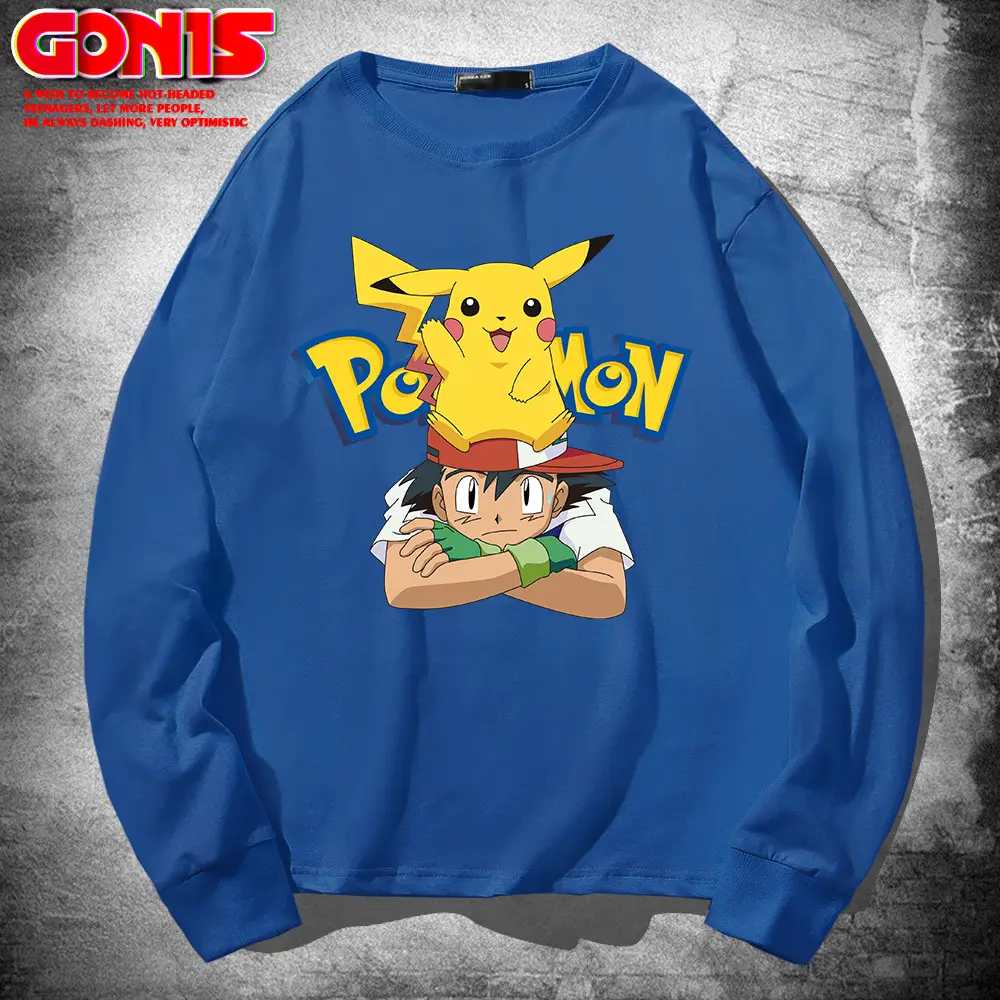 Japanese Anime Long Sleeve T-Shirt Men Pure Cotton Loose Base
