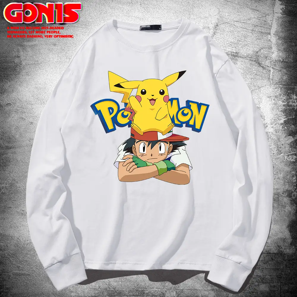 Japanese Anime Long Sleeve T-Shirt Men Pure Cotton Loose Base