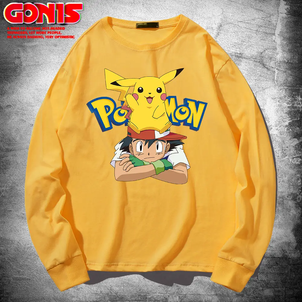 Japanese Anime Long Sleeve T-Shirt Men Pure Cotton Loose Base