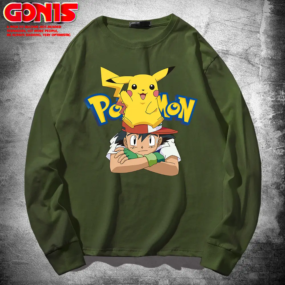 Japanese Anime Long Sleeve T-Shirt Men Pure Cotton Loose Base