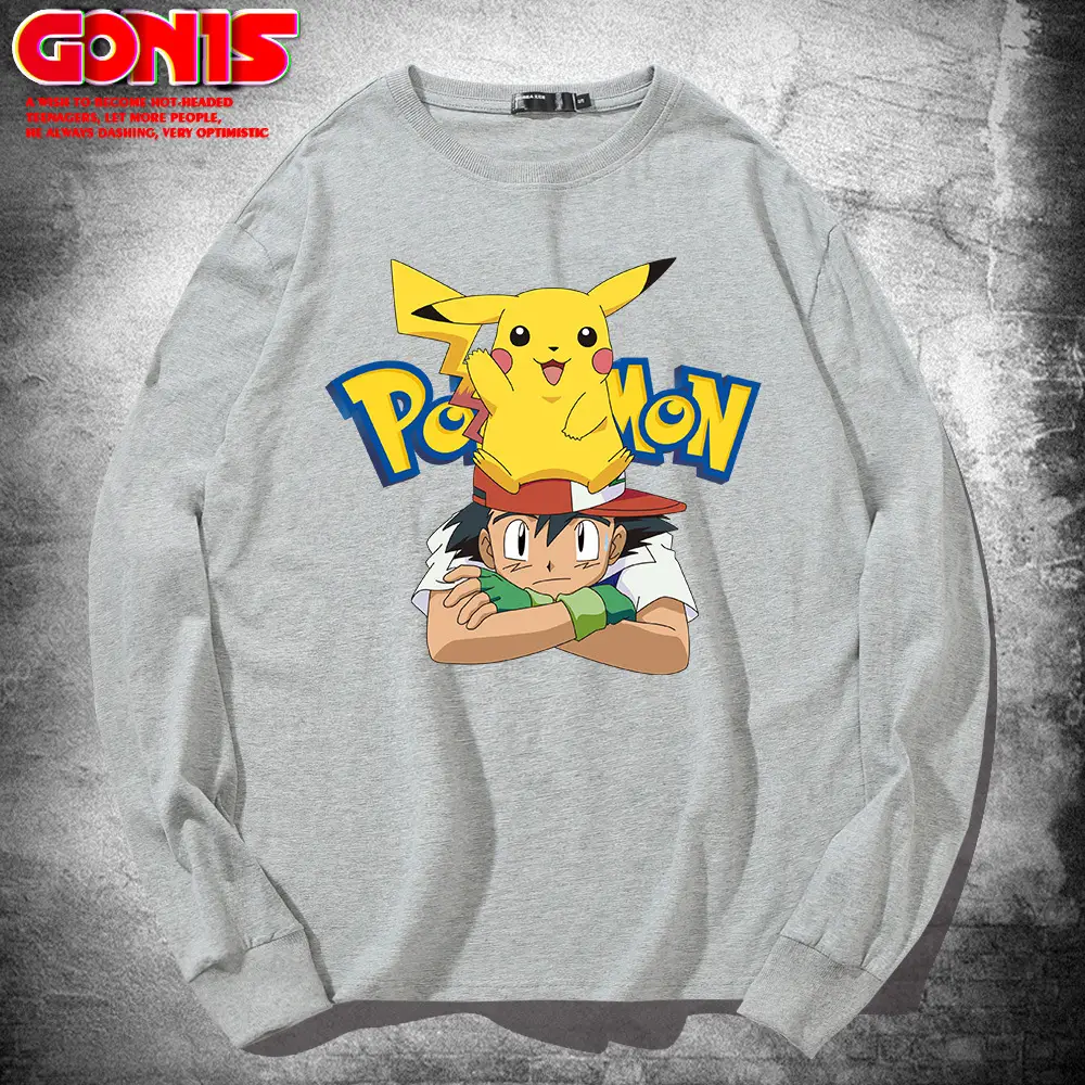 Japanese Anime Long Sleeve T-Shirt Men Pure Cotton Loose Base