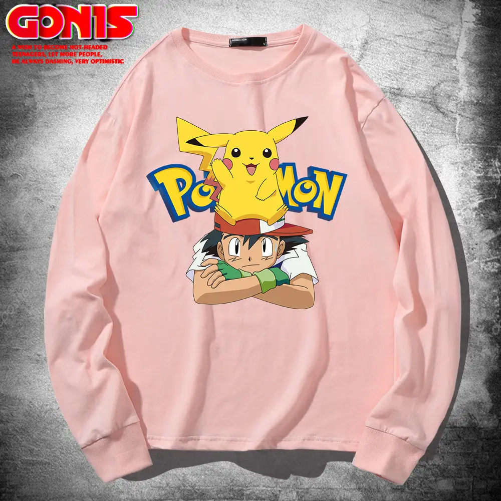 Japanese Anime Long Sleeve T-Shirt Men Pure Cotton Loose Base