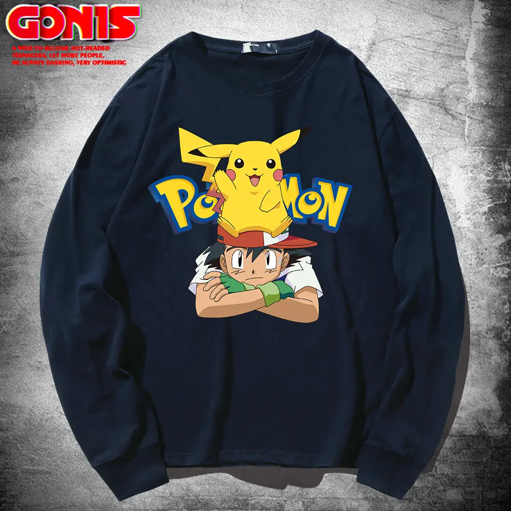 Japanese Anime Long Sleeve T-Shirt Men Pure Cotton Loose Base
