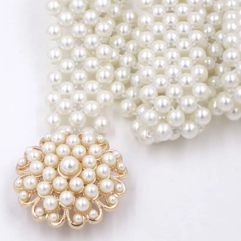Women's Korean Pearl Belt with Rhinestone Detail - Image 5