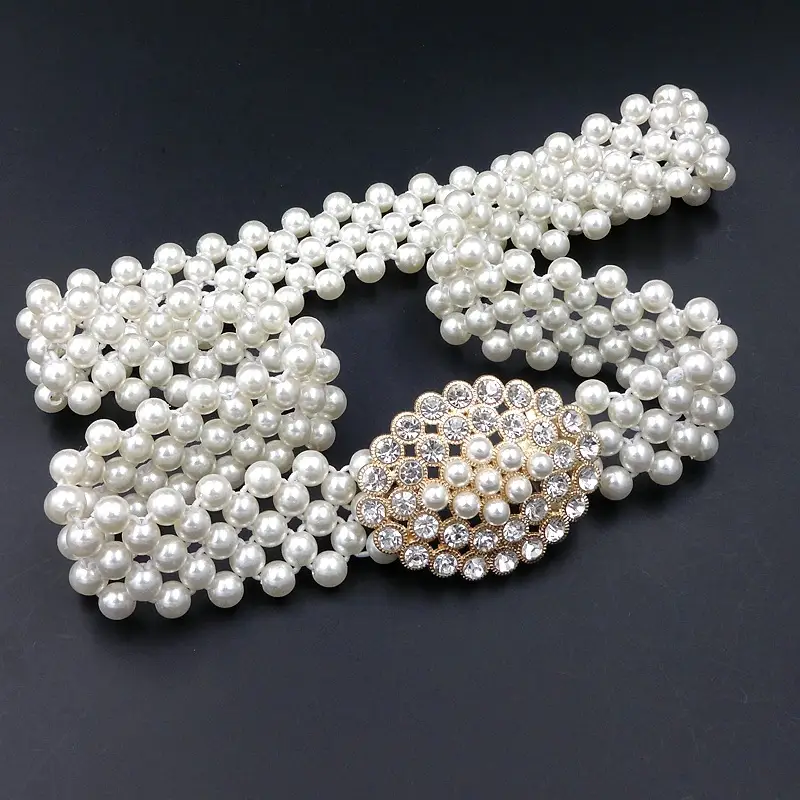 Women's Korean Pearl Belt with Rhinestone Detail - Image 11