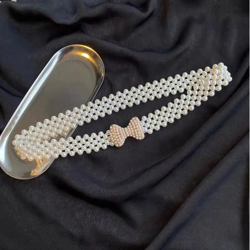 Women's Korean Pearl Belt with Rhinestone Detail - Image 6