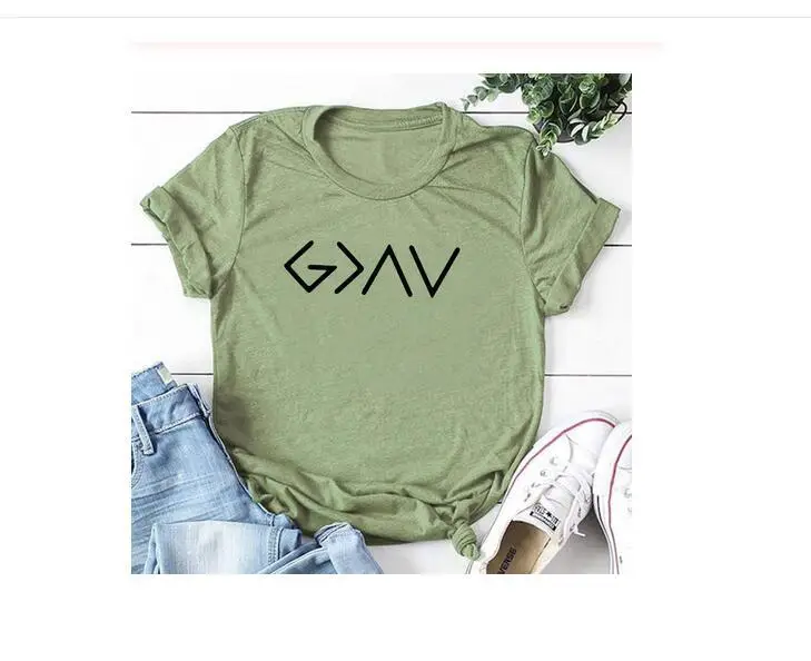 Women's Black Mountain God Letter T-Shirt Short Sleeve - Image 6
