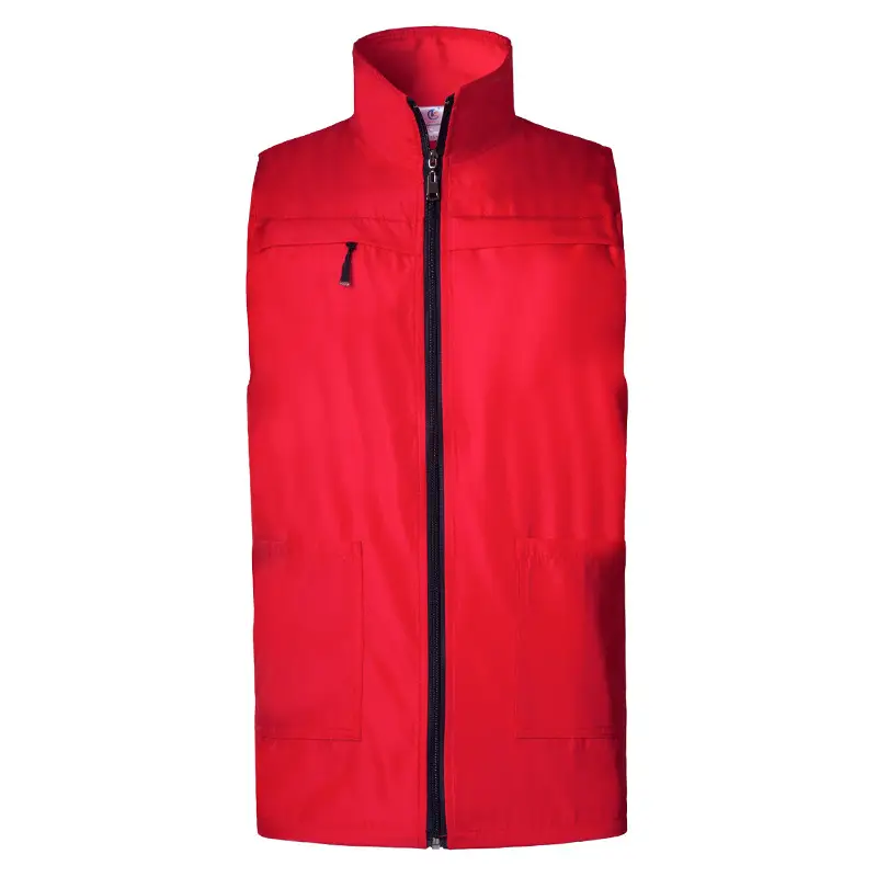 Men Full Zip Waistcoat Vest Red 2021