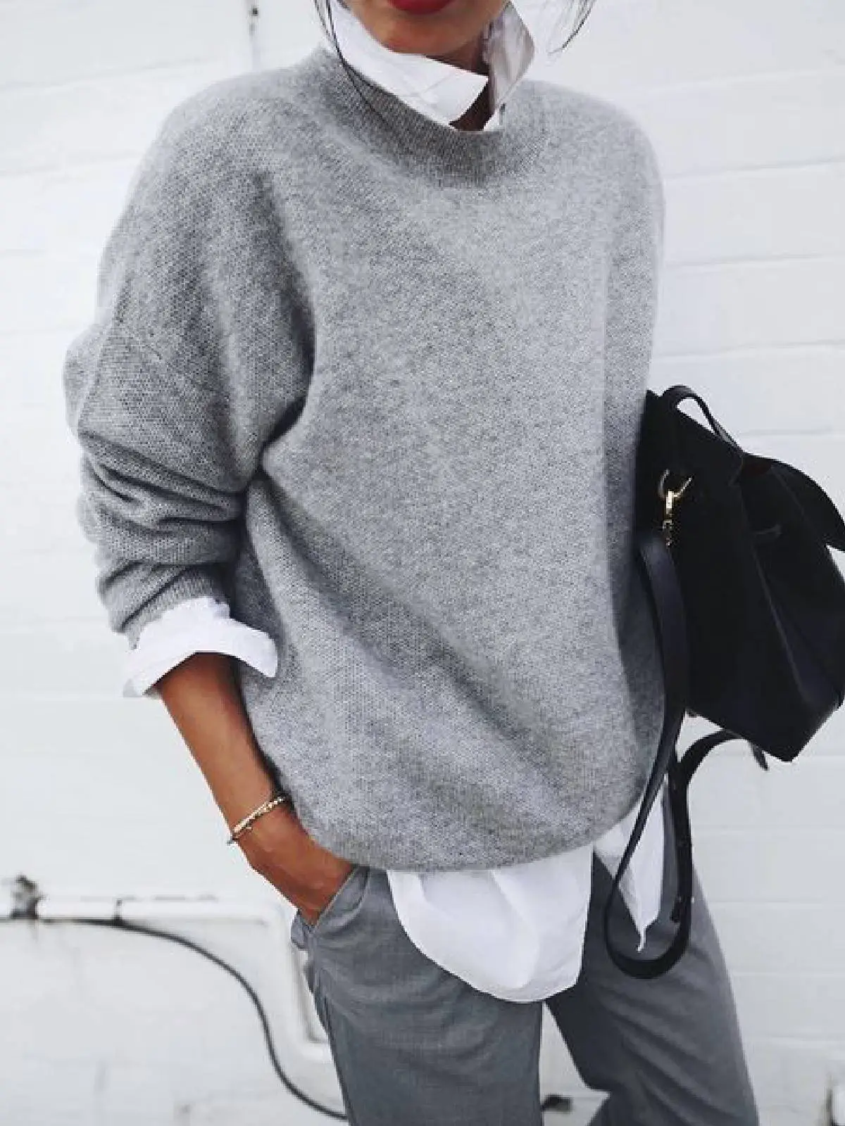 2023 Women's Maroon Long-Sleeve Collar Sweater Jacket